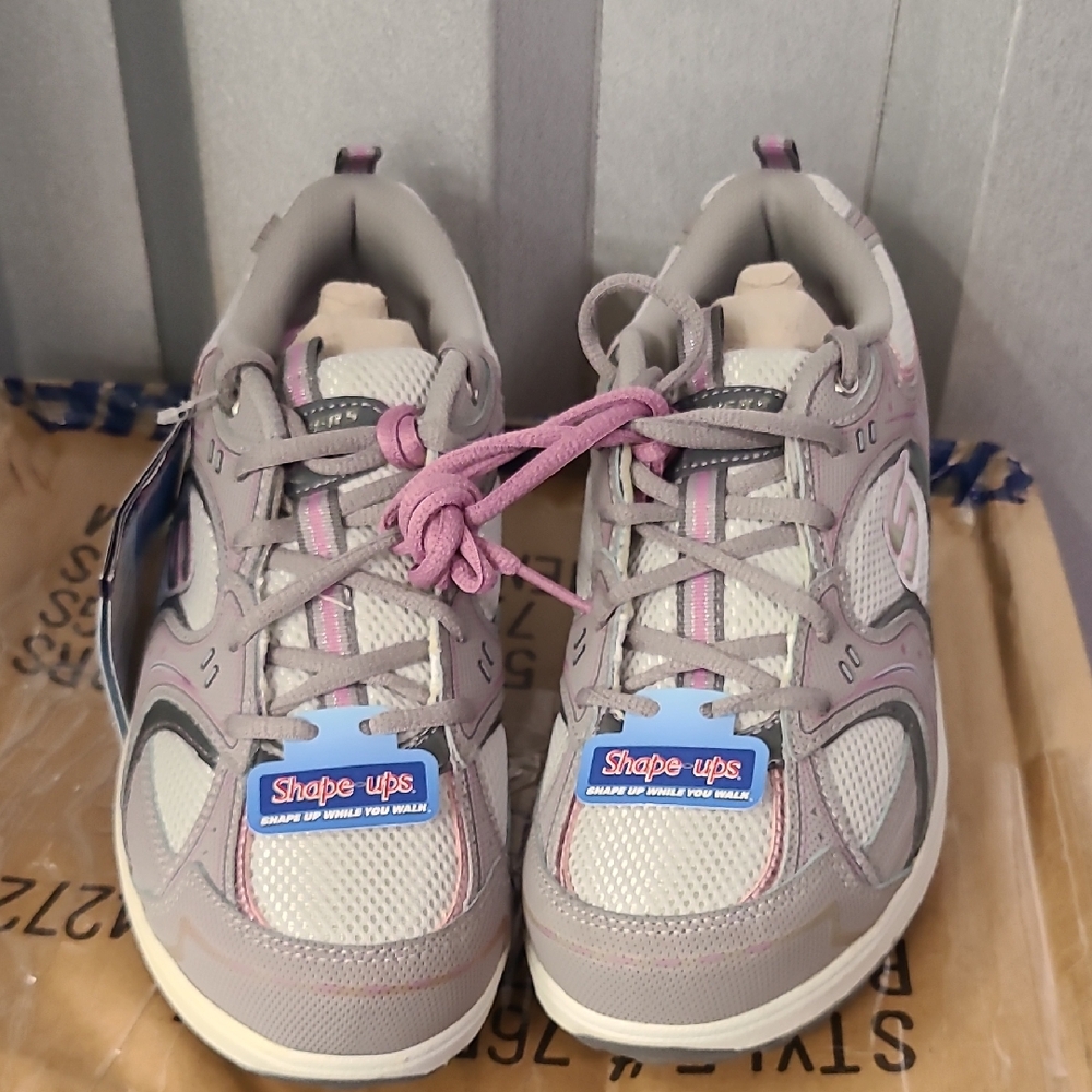 Gray and Pink Skechers Shape Ups Sneakers 9.5